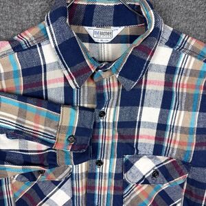Vintage Five Brother Flannel Shirt Mens XL Blue Plaid Long Sleeve Button USA